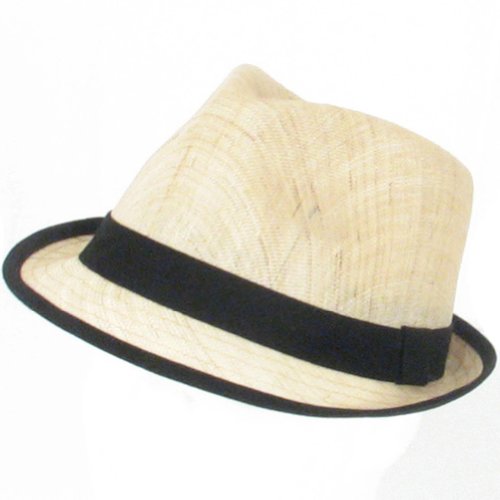 New 100% Linen Vented Stingy Fedora Trilby Hat * Natural with Black Band - Large / Extra Large