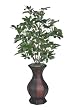 Artificial Green Scheffelera Floor Plant in Rattan