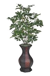 Artificial Green Scheffelera Floor Plant in Rattan