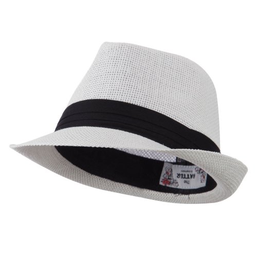 Kid's Paper Straw Black Band Fedora - Red OSFM