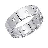Beverly Diamonds Mens 14K WHITE GOLD DIAMOND WEDDING BAND RING Round-Shape