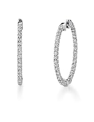 14k White Gold 1.90 Ctw Diamond Hoop Earrings