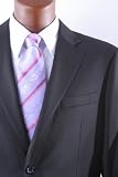 Men's Single Breasted 2 Button Superior 150s Extra Fine Black Dress Suit With Flat Front Pants