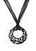 Necklace - N119 - Open Round Murano Glass ~ Black and White hung on 5 Strand Organza and Cotton Cord + 2" Extension Chain