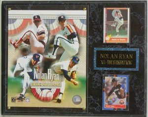 Nolan Ryan Houston Astros Unsigned 8x10 Photo and 2 Card Plaque