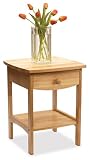 Classic Night Stand with Curved Lines Beechwood with Natural Finish