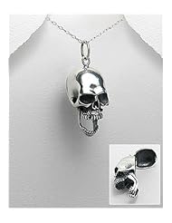 Skull Pendant Necklace In 92.5 Sterling Silver