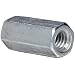 12L14 Steel Coupling Nut, Zinc Plated Finish, Grade 5, Right Hand Threads, Corrosion Resistant, 1/4"-20 Threads, 3/8" Width Across Flats (Pack of 50)