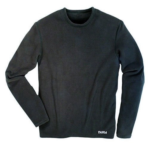 TAIGA Men's Polartec Microfleece Crewneck Long-Sleeved Fleece Shirt, Black, MADE IN CANADA