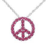 Sterling Silver Created-Ruby Peace-Sign Pendant, 18
