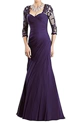 Lace Applique Chiffon Long Sleeves Evening Dress/Prom Dress/Party Dress 