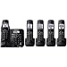 Panasonic KX-TG6645B DECT 6.0 Cordless Phone with Answering System, Black, 5 Handsets