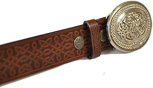 Irish Handmade Genuine Leather Embossed Brown Belt Ronan Design