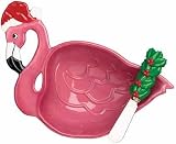 Pink Flamingo Christmas Holiday Dip Bowl Spreader Set