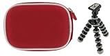 rooCASE 2n1 Nylon Hard Shell (Red) Case with Memory Foam and Premium Tripod for Fujifilm FinePix Z33WP Waterproof Digital Camera Pink