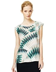 Autograph Cap Sleeve Palm Print T-Shirt