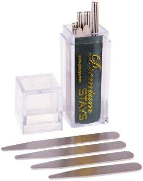 26 Premium Metal Collar Stays 4 Sizes Included in Clear Box