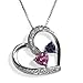 Pink Sapphire Amethyst and Diamond Double Heart