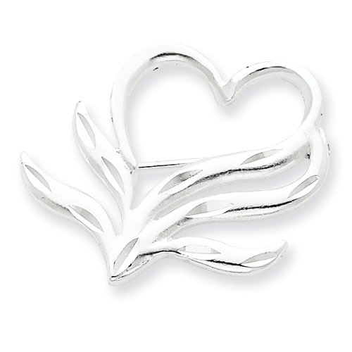 41wc5lddvhL Sterling Silver Satin Finish Diamond Cut Heart Pin