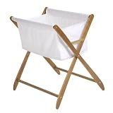 Cariboo Folding Bassinet Teak Frame, White Fabric