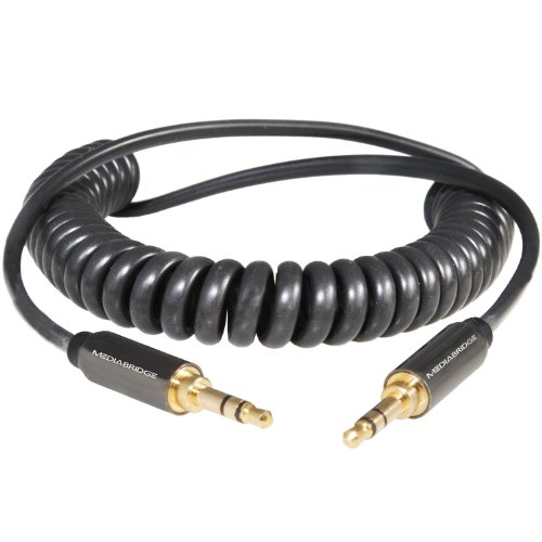 Mediabridge 3.5mm Male To Male Coiled Stereo Audio Cable (1.5-5 Feet) - Step Down Design for iPhone, iPod, Smartphone, Tablet and MP3 Cases