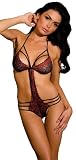 Rene Rofe Strappy Lace Teddy, Black, Small/Medium