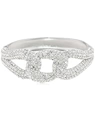 Sterling Silver Clear Crystal Rhodium Plated Bangle Bracelet