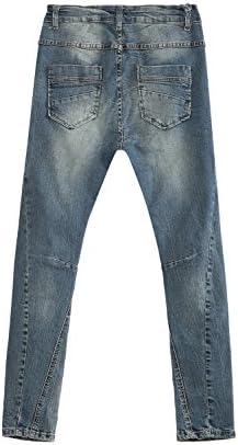 Eurssto Women's Basic Baggy Jeans Pants Dro-crotch Denim Trousers Medium Navy