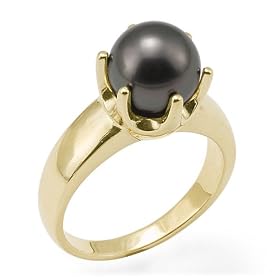 Tahitian Black Pearl Ring in 14K Yellow Gold by Maui Divers of Hawaii
