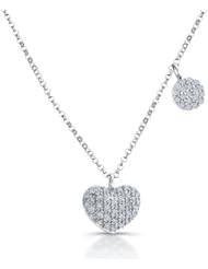 14k White Gold Diamond Heart Disk Pendant (1/4cttw, JK, I2-I3), 16"