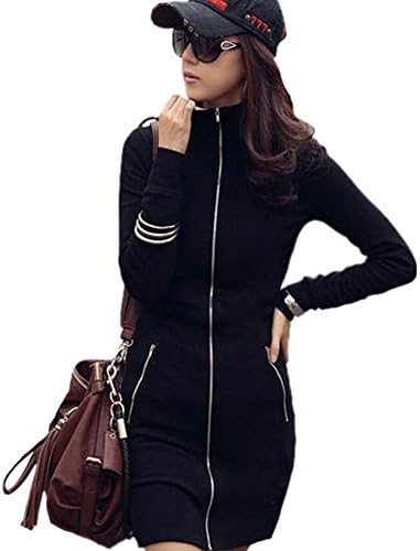 Urparcel Women Long Sleeve Jacket Coat Slim Zipper Sweater Dress Shirt