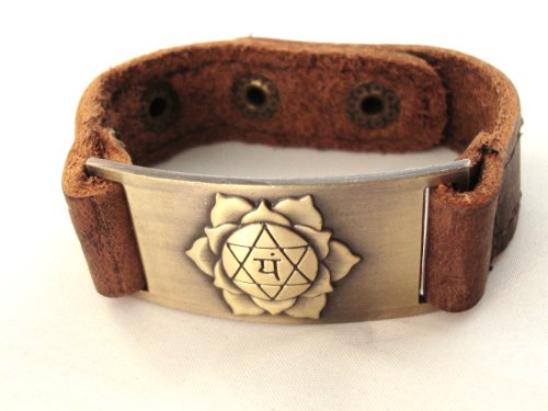 Heart Chakra Leather Bracelet, Adjustable