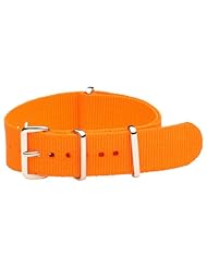 20mm Classic SS Nylon Solid Orange - Easily Interchangeable Replacement Military Watch Band / Strap - Fits All Watches!!!