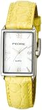Pedre Women's 6004SX Silver-Tone with Yellow Leather Strap Watch