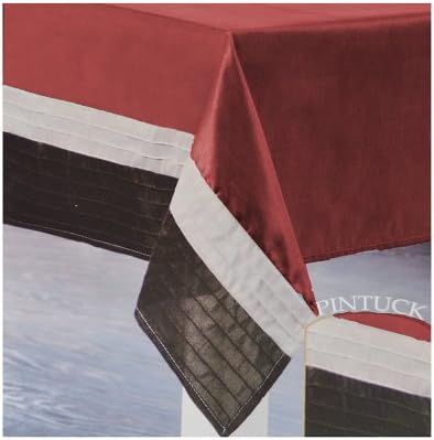 Burgundy Red Striped Tablecloth- 60" x 104", Matching Valance Kitchen Window Curtain Set Available