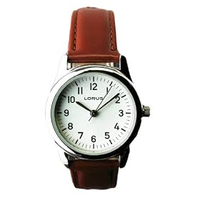 WOMENS LORUS BROWN STRAP WATCH ez Reader LR0831