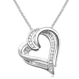 41wcMc22nGL. SL160  Sterling Silver Diamond Curvy Double Heart Pendant (1/10 cttw, I J Color, I3 Clarity), 18