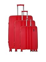 PLATINIUM Set de 3 trolleys rígidos (Rojo)