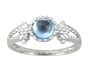 10k White Gold Cabochon Swiss Blue Topaz Bead Design Ring, Size 6