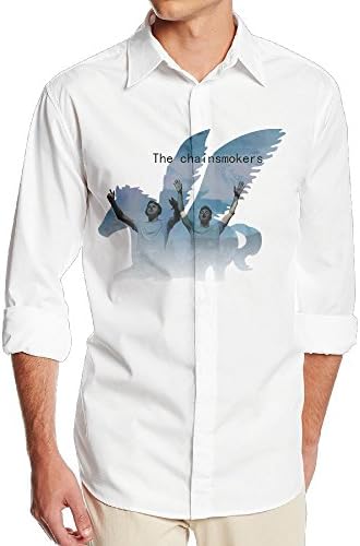 Chain The Smokers Poster VINCEIE Men's Funny Long Sleeve Casual Shirt - SizeS White