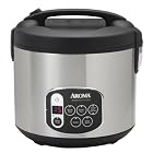 Aroma ARC-1010SB 10-Cup (Uncooked) 20-Cup (Cooked) Digital Rice Cooker and Food Steamer, Black/Silver