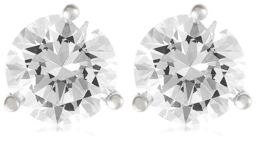 Platinum Plated Sterling Silver 8mm Round Cubic Zirconia Martini-Set Stud Earrings
