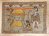 Folkart Madhubani Painting Home Decor Organic Color Paper 22 x 30 inches