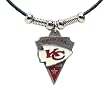 Kansas City Chiefs Leather Necklace w/Beads & Pewter Pendant - NFL Football Fan Shop Sports Team Merchandise