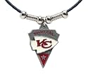 Kansas City Chiefs Leather Necklace w/Beads & Pewter Pendant - NFL Football Fan Shop Sports Team Merchandise