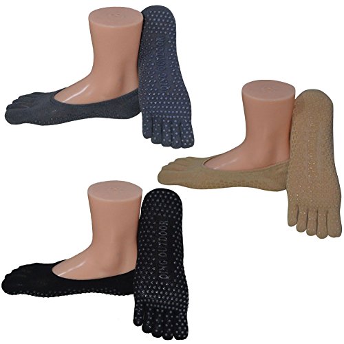 Non Skid Non Slip Yoga Socks Pilates Socks with Grips - 3 Pair