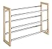Whitmor 3 Tier Expandable Shoe Rack -Stackable - Natural Wood and Chrome