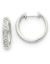 14k White Gold Diamond Complete Hinged Hoop Huggie Earrings. Carat Wt- 0.24ct