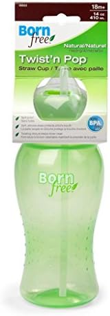 1 Bornfree 14 Oz Twist 'N Pop Straw Cup, New, BPA Free, 4 Colors Available Green