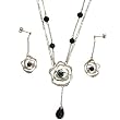 Silver Pearl Necklace Dangle Earring Modern Leaf Design Jewelry Set in Gift Box Bucasi SALE